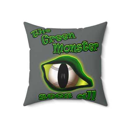 green monster - Spun Polyester Square Pillow - (dark grey)