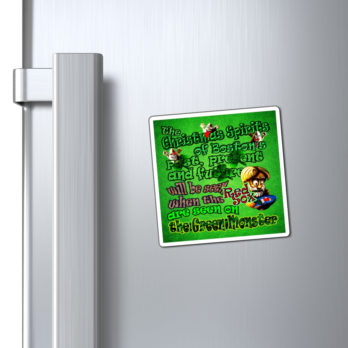 christmas spirits of boston - Magnets - (green turf)