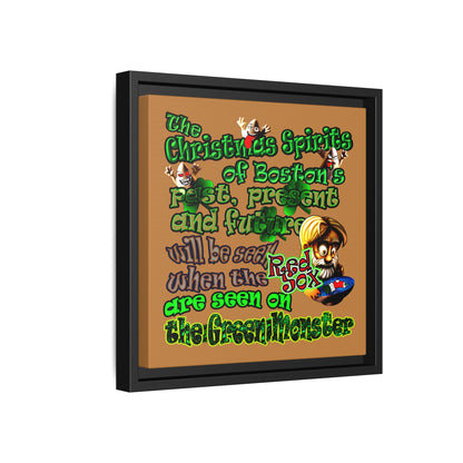 christmas spirits of boston - framed canvas art (light brown)