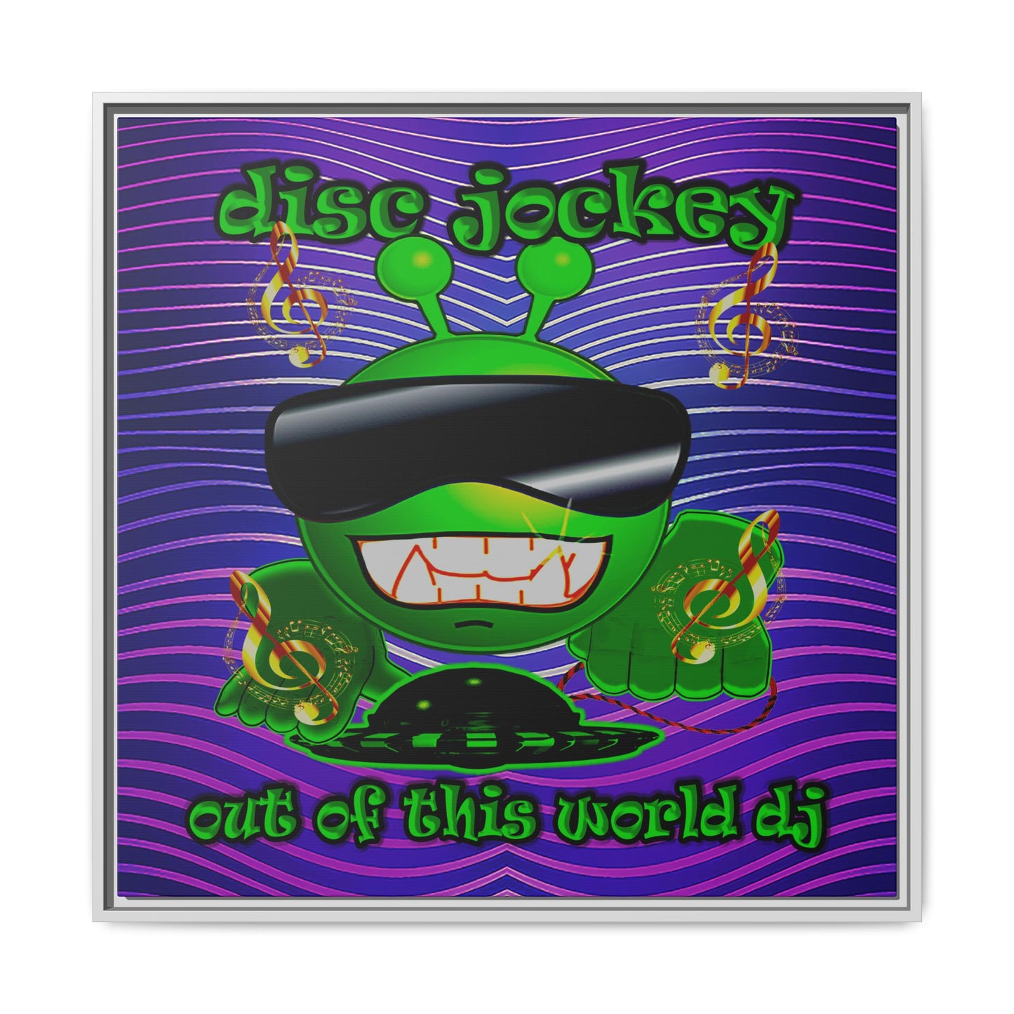 disc jockey - framed canvas art (purple wave)