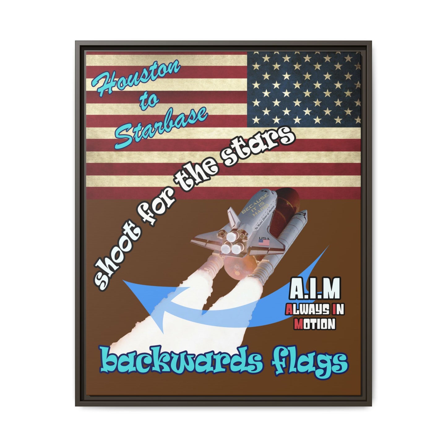 shoot for the stars - framed canvas art (brown)