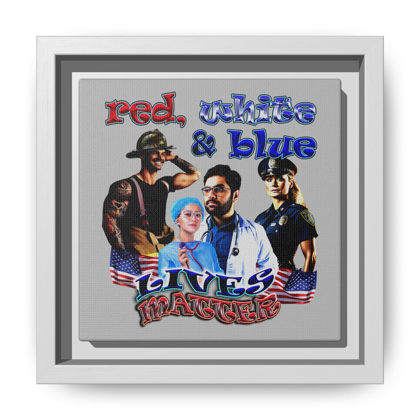 rw&b lives matter - framed canvas art (light grey)