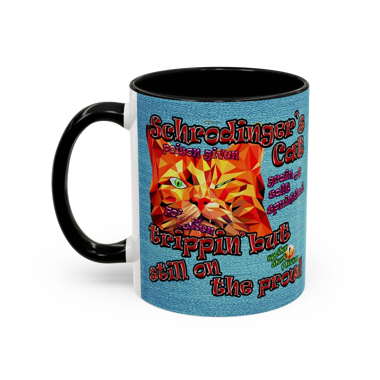 schrodinger's cat - Accent Mug (faded blue)