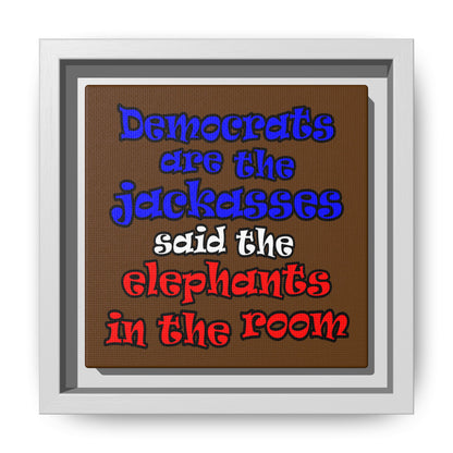 donkeys and elephants - framed canvas art (brown)