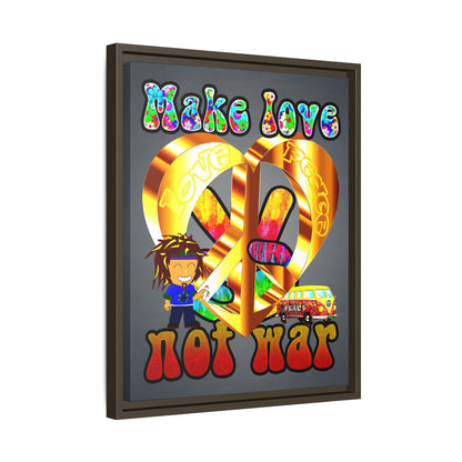 love peace - framed canvas art (grey-light grey)