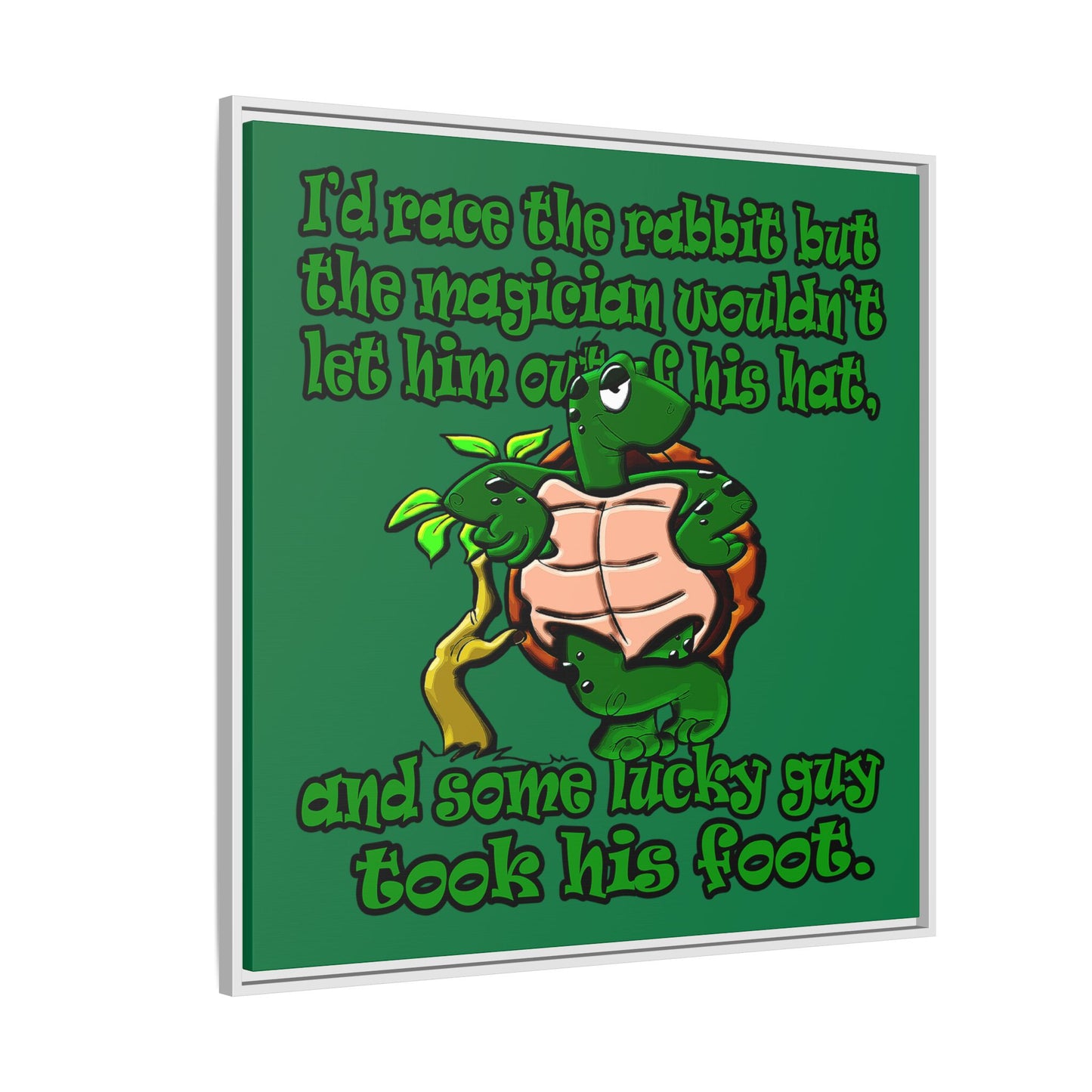turtle race - framed canvas art (dark green)