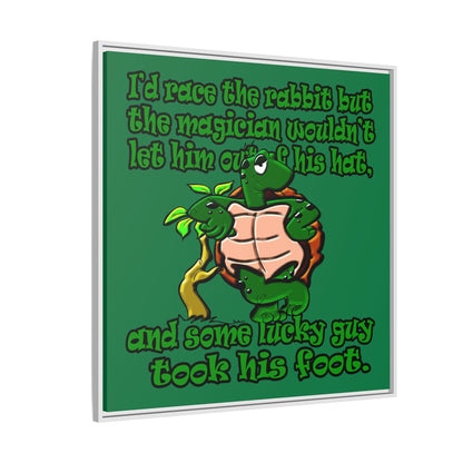 turtle race - framed canvas art (dark green)