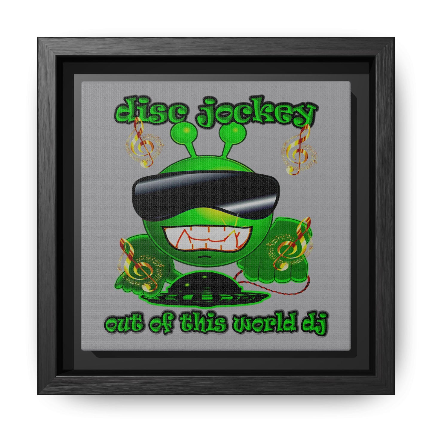 disc jockey - framed canvas art (grey)