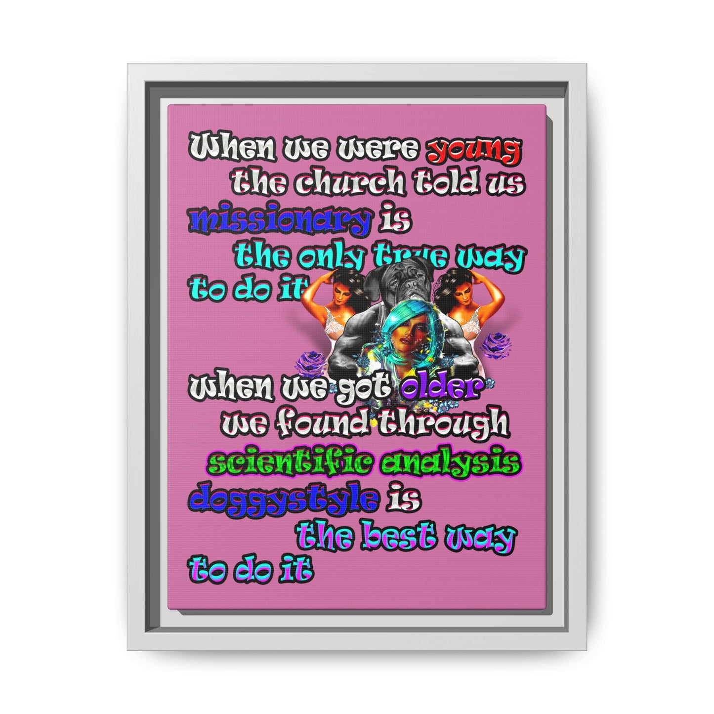 doggystyle - framed canvas art (light pink)