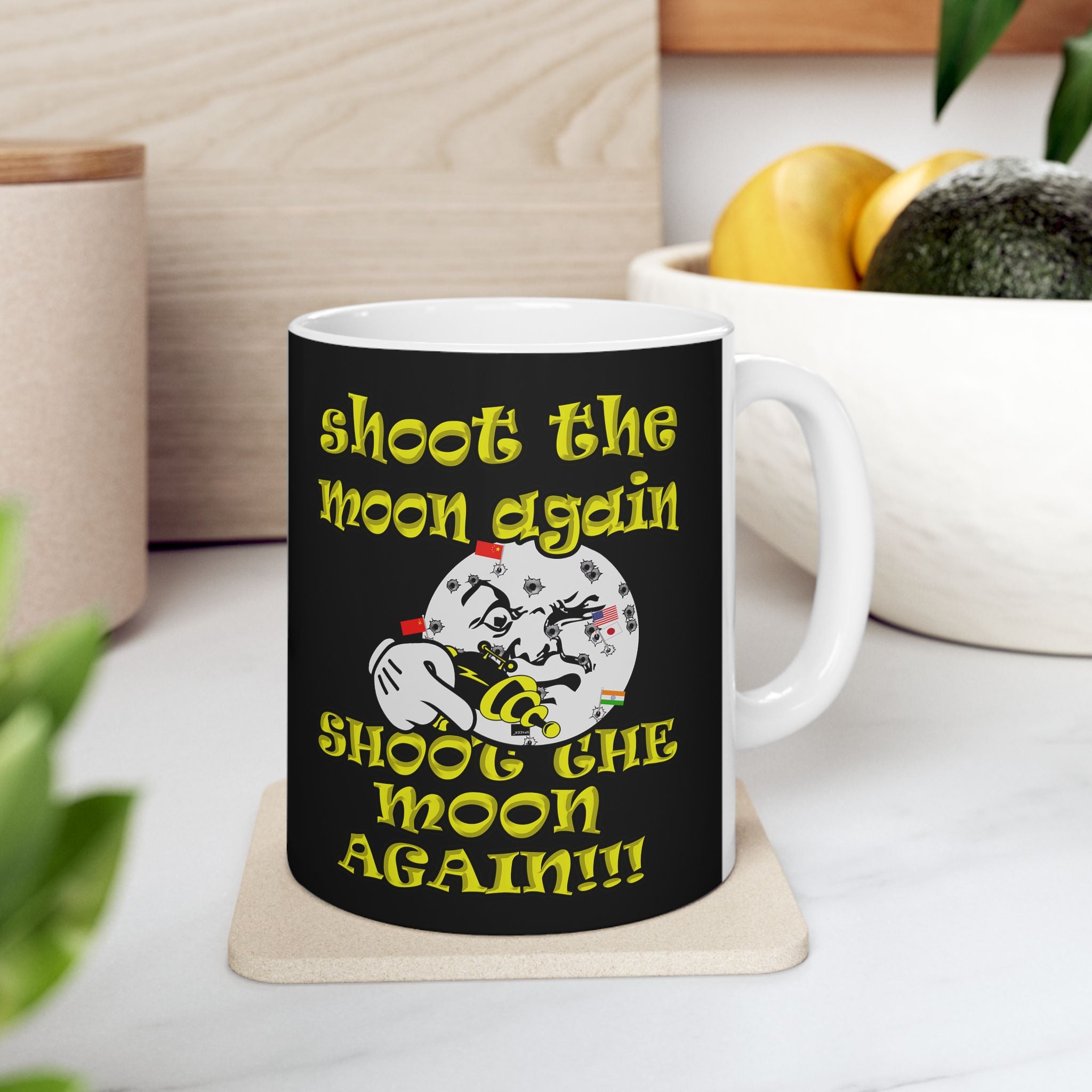 shoot the moon again - White Mug (black)