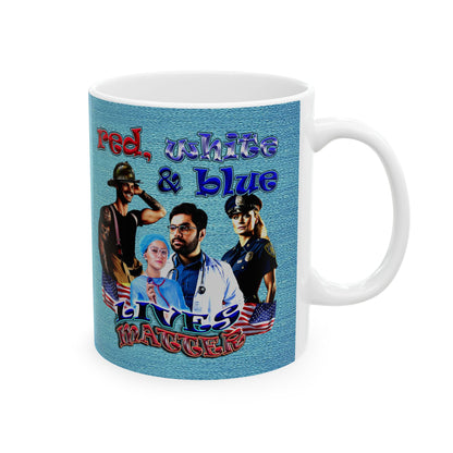 rw&b lives matter - White Mug (faded blue)