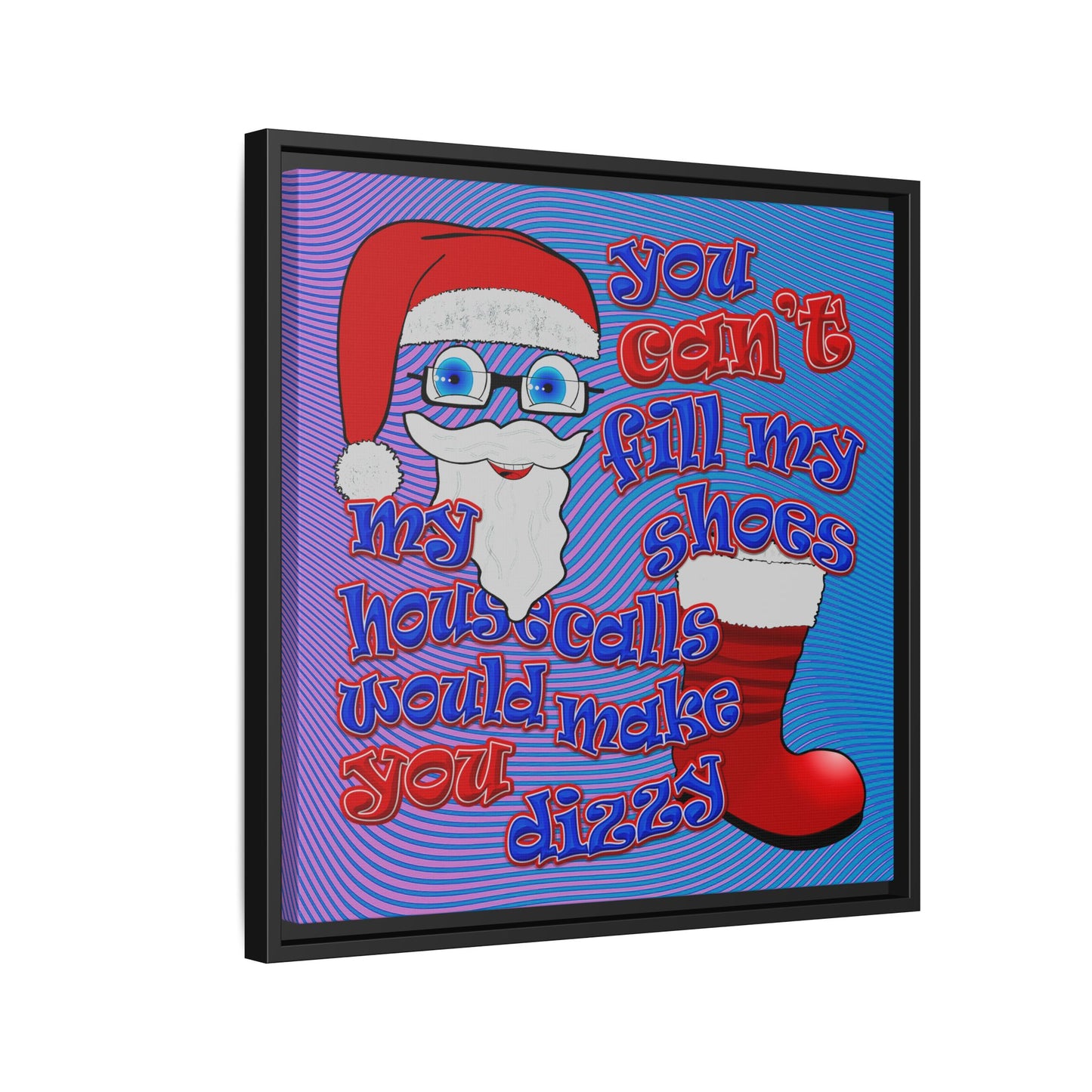 santa's shoes - framed canvas art (light blue-purple wave)