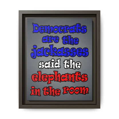 donkeys and elephants - framed canvas art (grey-light grey)