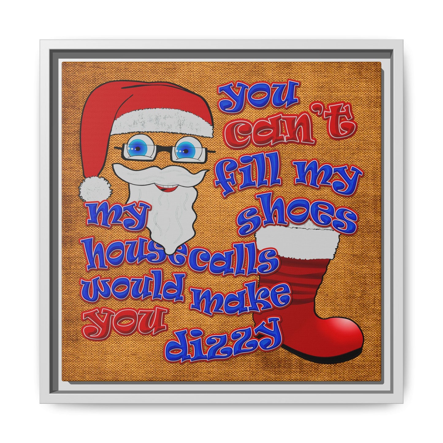 santa's shoes - framed canvas art (brown papyrus)