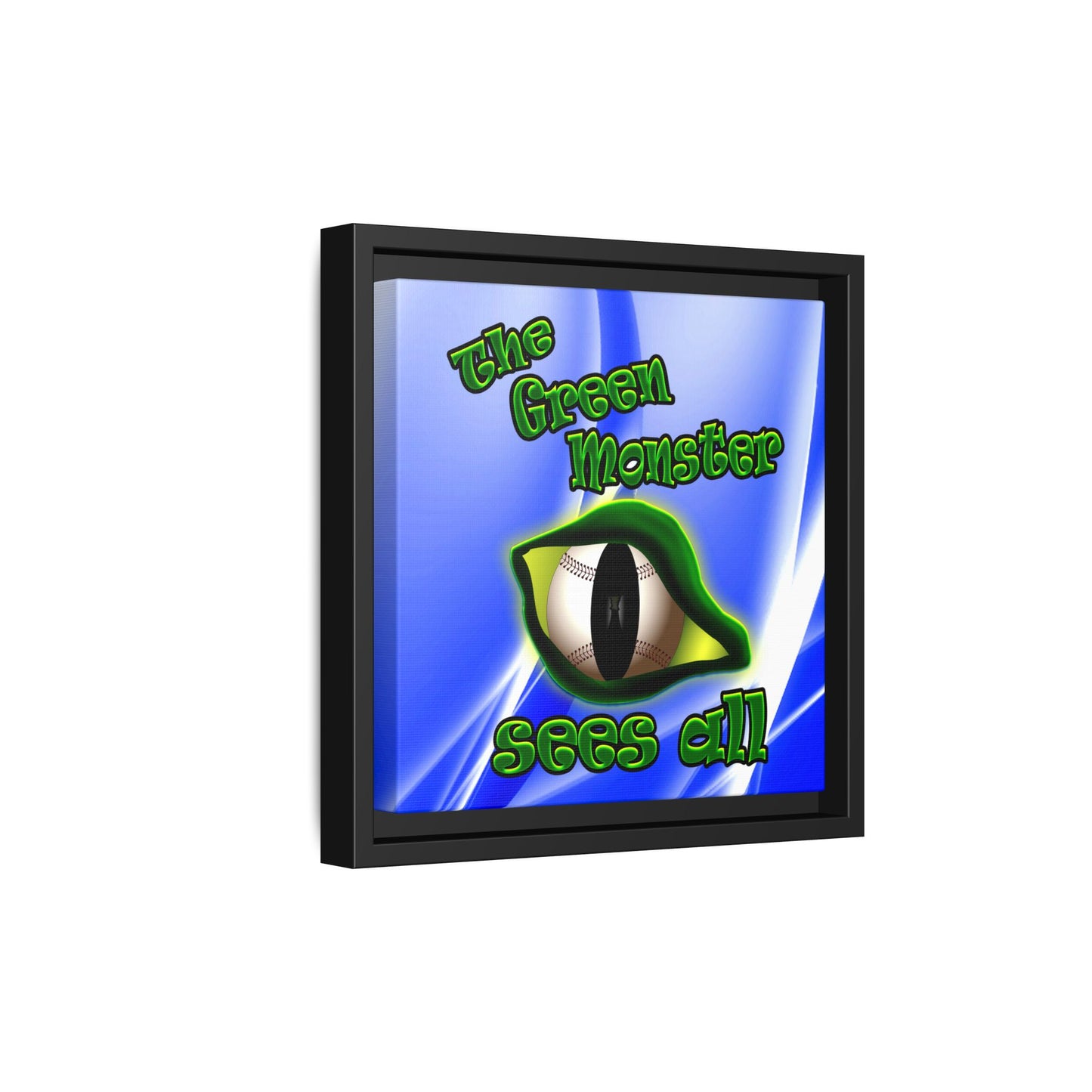 green monster - framed canvas art (blue-white wave)