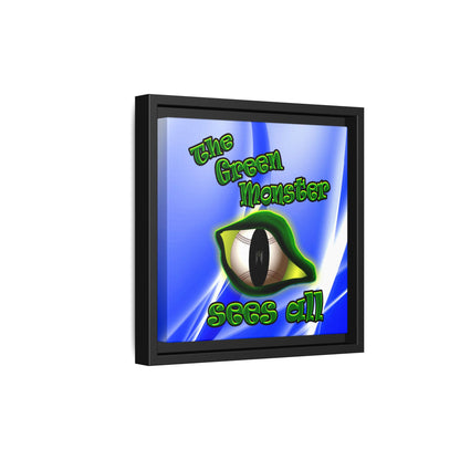green monster - framed canvas art (blue-white wave)