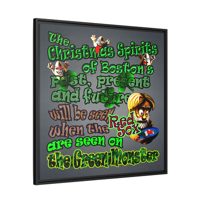 christmas spirits of boston - framed canvas art (grey-light grey)