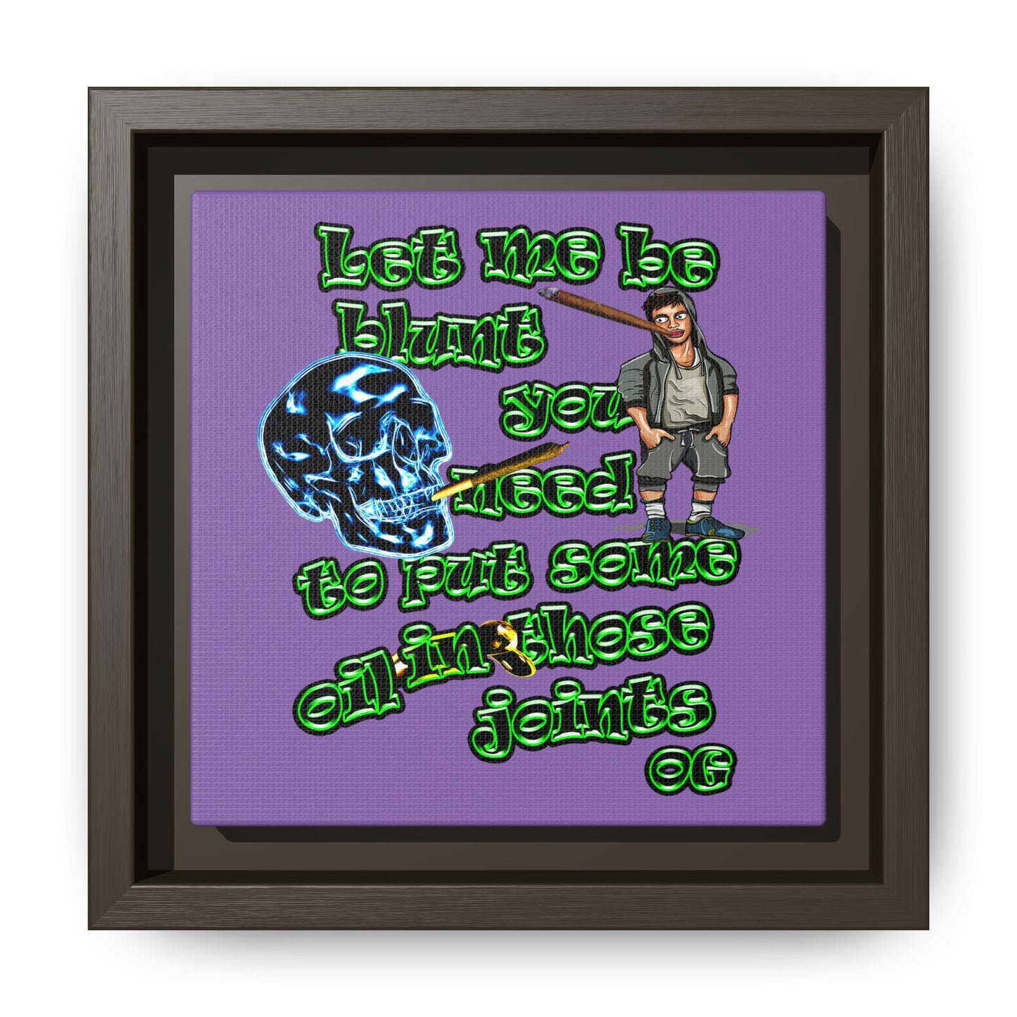 og - framed canvas art (light purple)