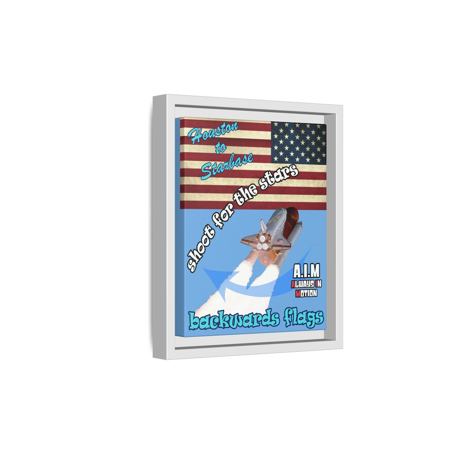 shoot for the stars - framed canvas art (light blue)