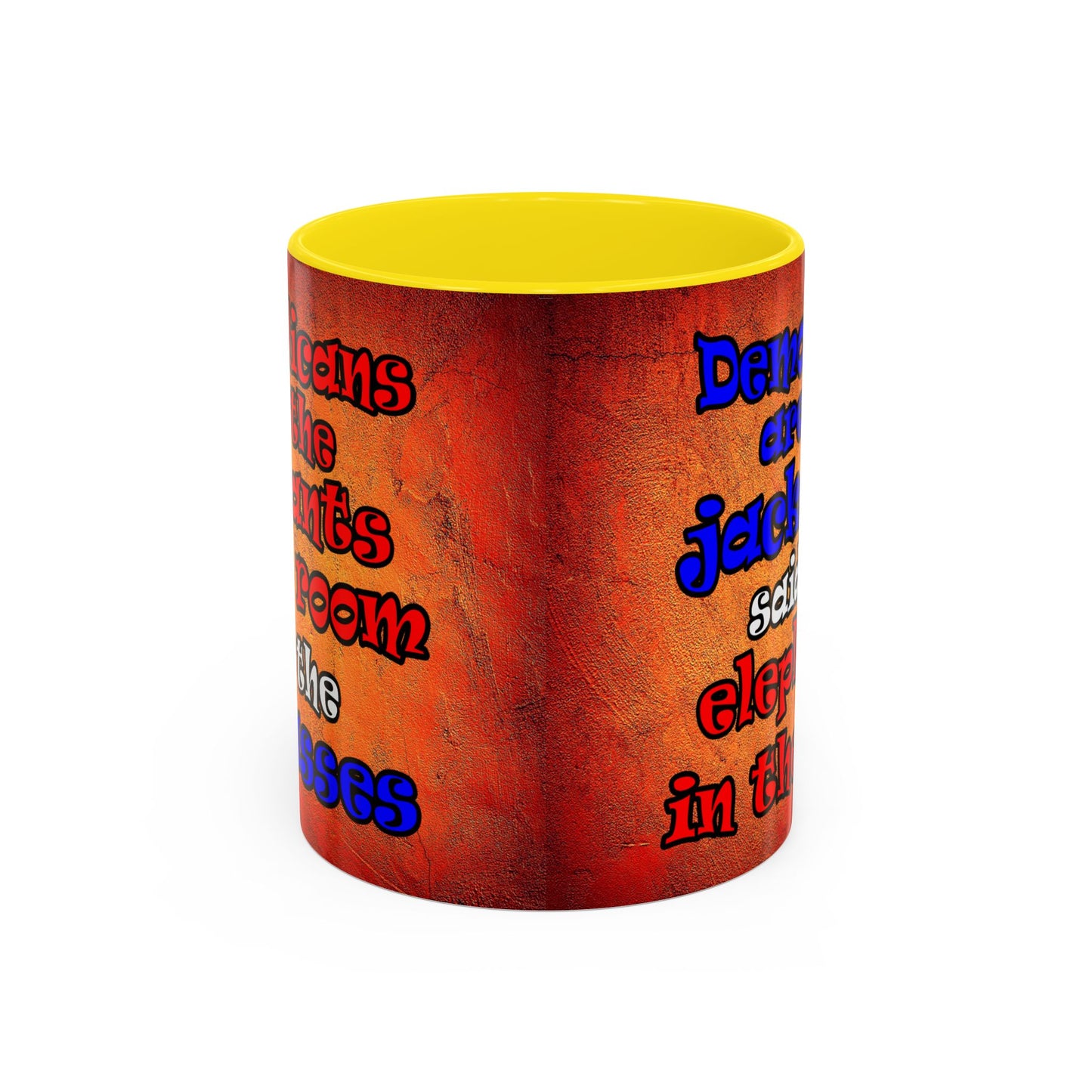 donkeys and elephants - Accent Mug (burnt orange)