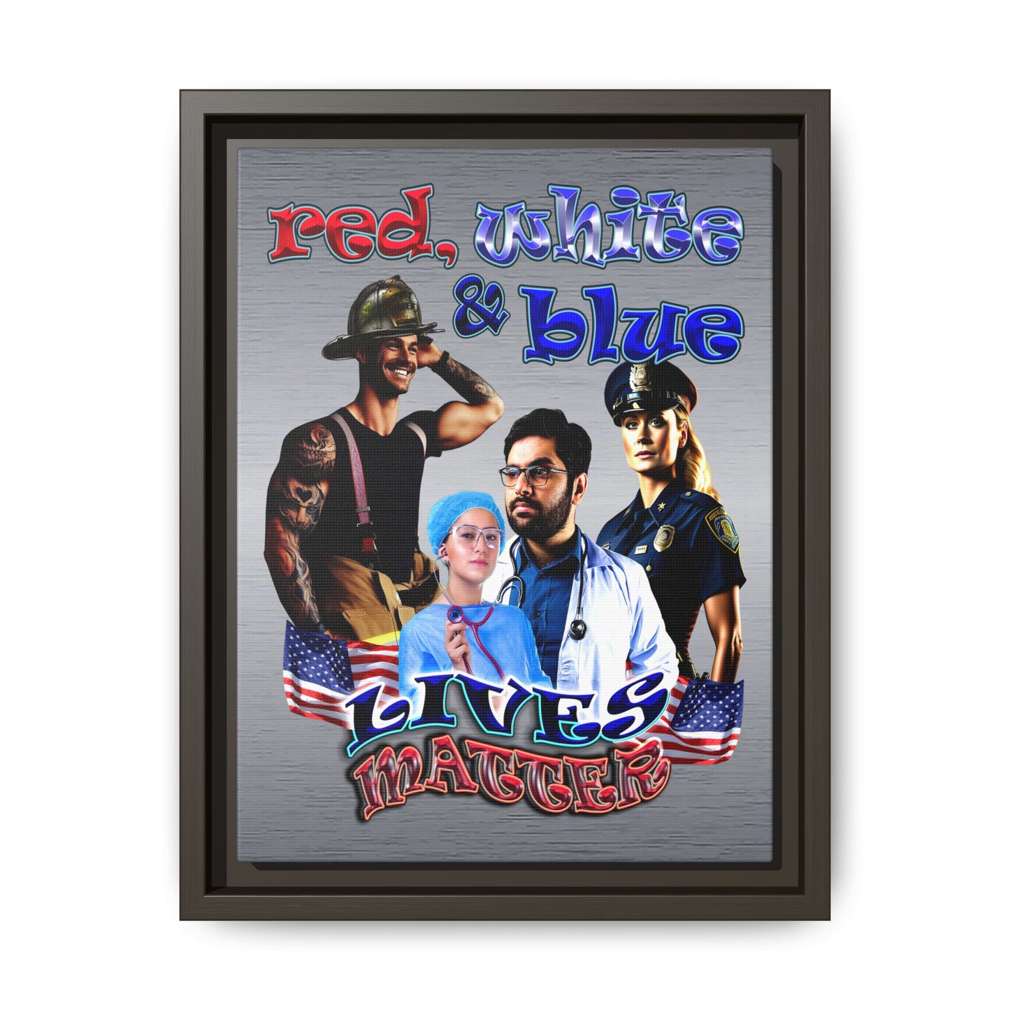rw&b lives matter - framed canvas art (brushed nickel)
