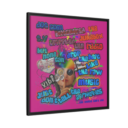 drop the beat - framed canvas art (pink)