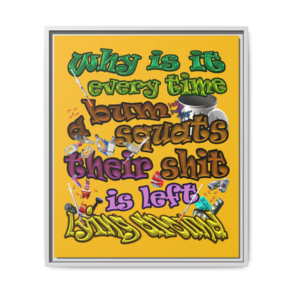 the bum's shit - framed canvas art (yellow)