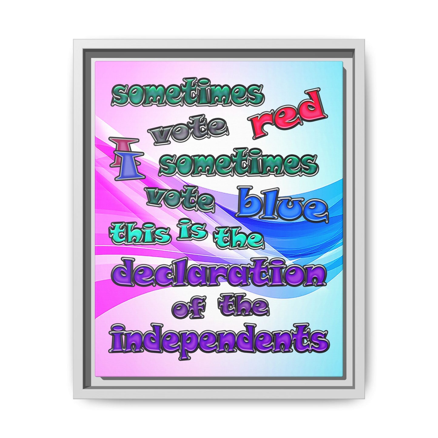 declaration of the independents - framed canvas art (light blue-pink wave)