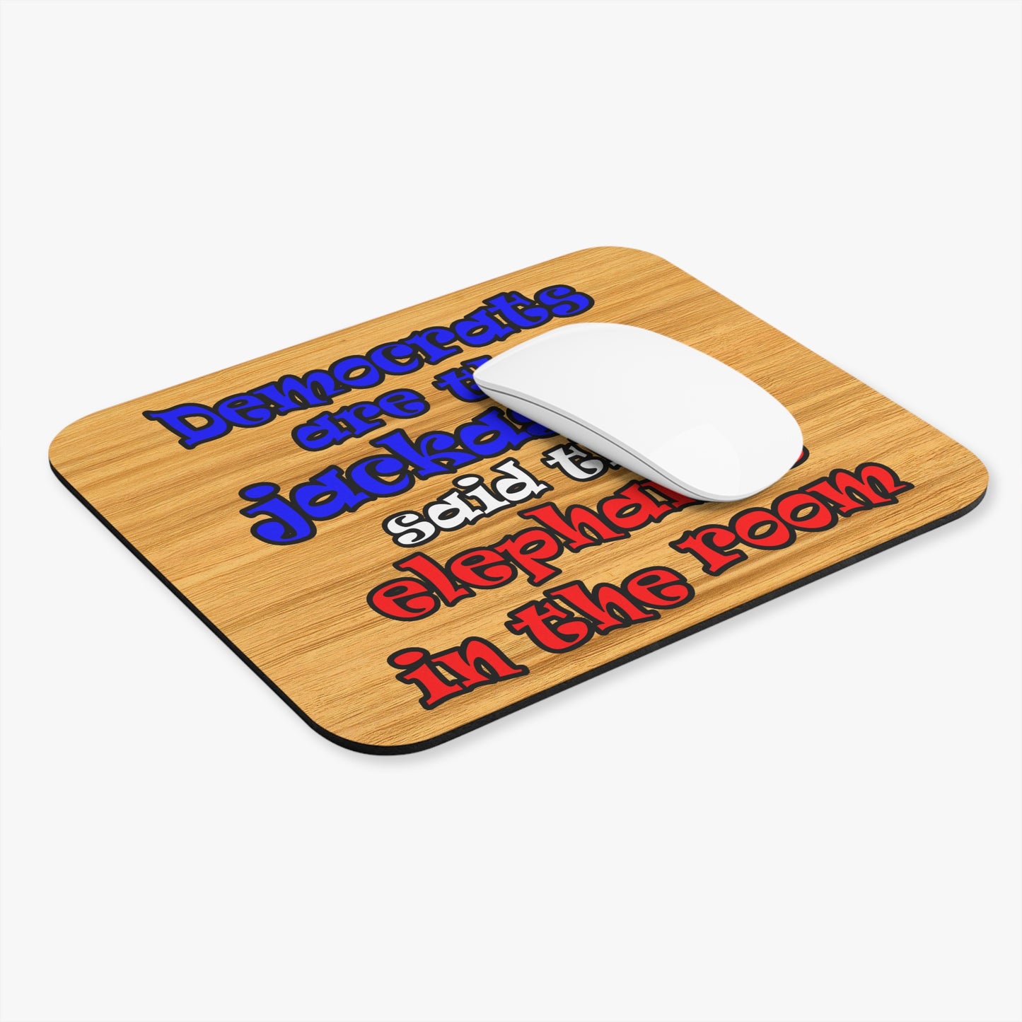 donkeys and elephants - Mouse Pad (Rectangle) (butterscotch wood finish)
