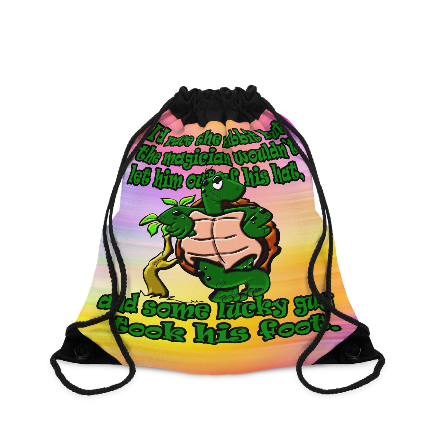 turtle race - Drawstring Bag (color blur)