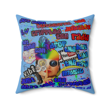 drop the beat - Faux Suede Square Pillow - (light blue)