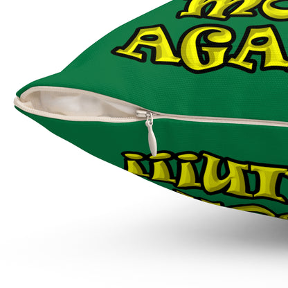 shoot the moon again - Spun Polyester Square Pillow - (dark green)