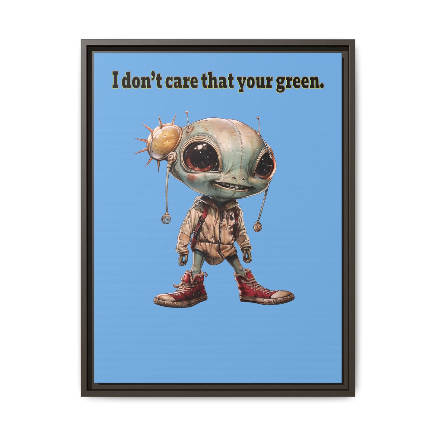 I don't care that your green - framed canvas art (light blue)
