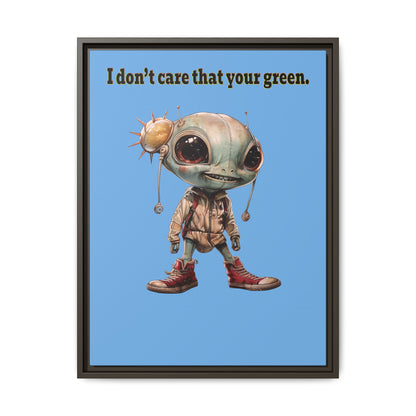 I don't care that your green - framed canvas art (light blue)