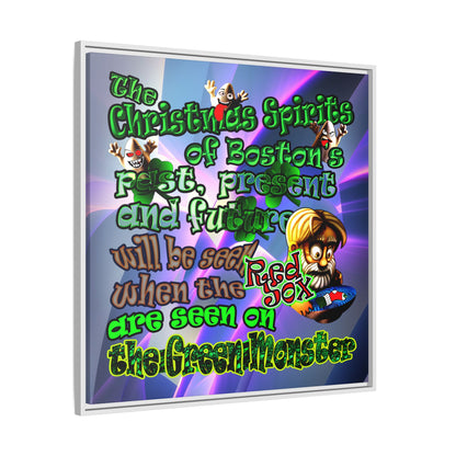 christmas spirits of boston - framed canvas art (grey-pink wave)