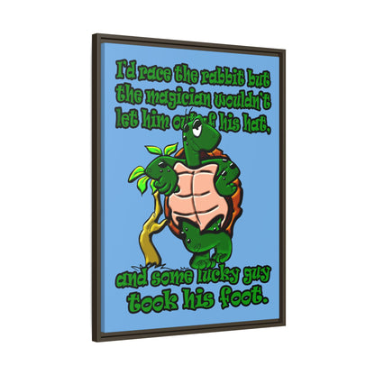 turtle race - framed canvas art (light blue)