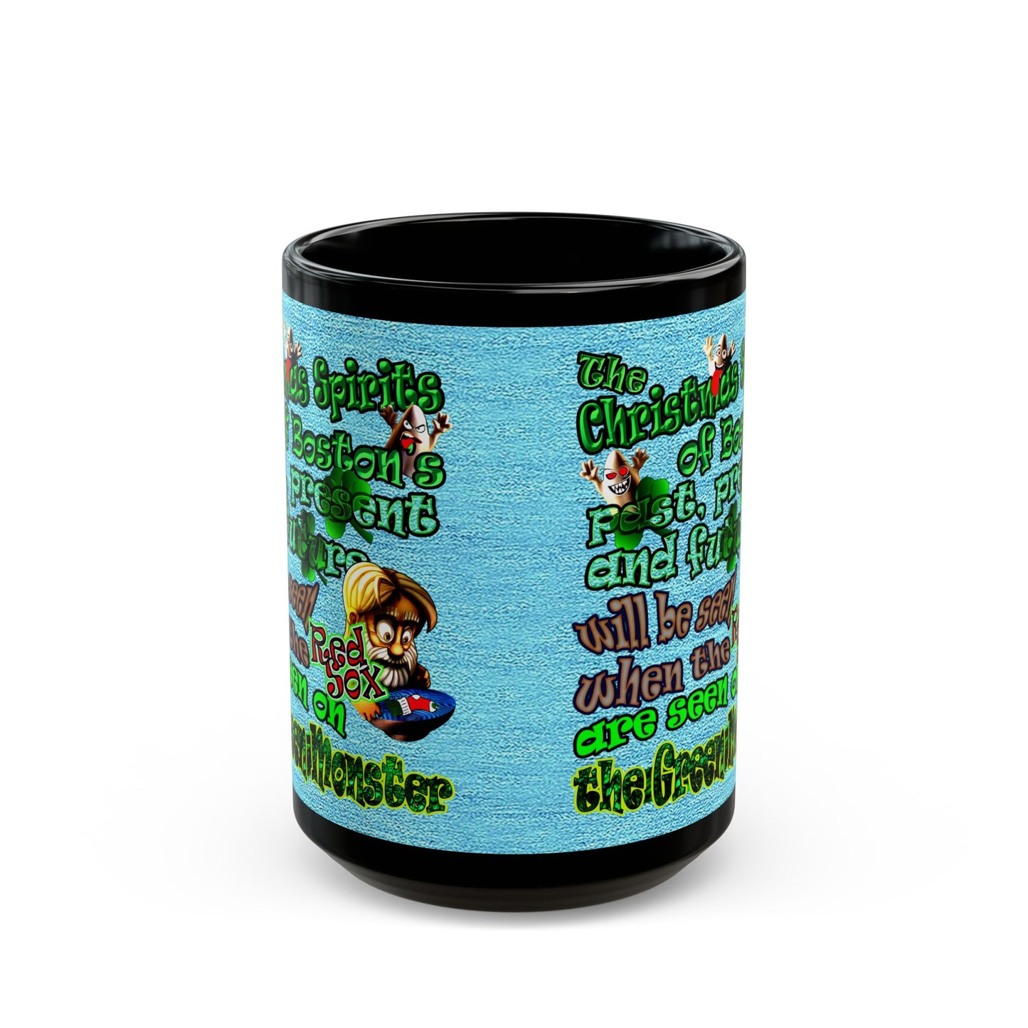 christmas spirits of boston - Black Mug (faded blue)