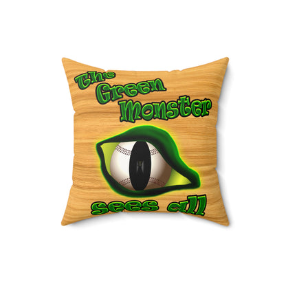 green monster - Faux Suede Square Pillow - (butterscotch wood finish)
