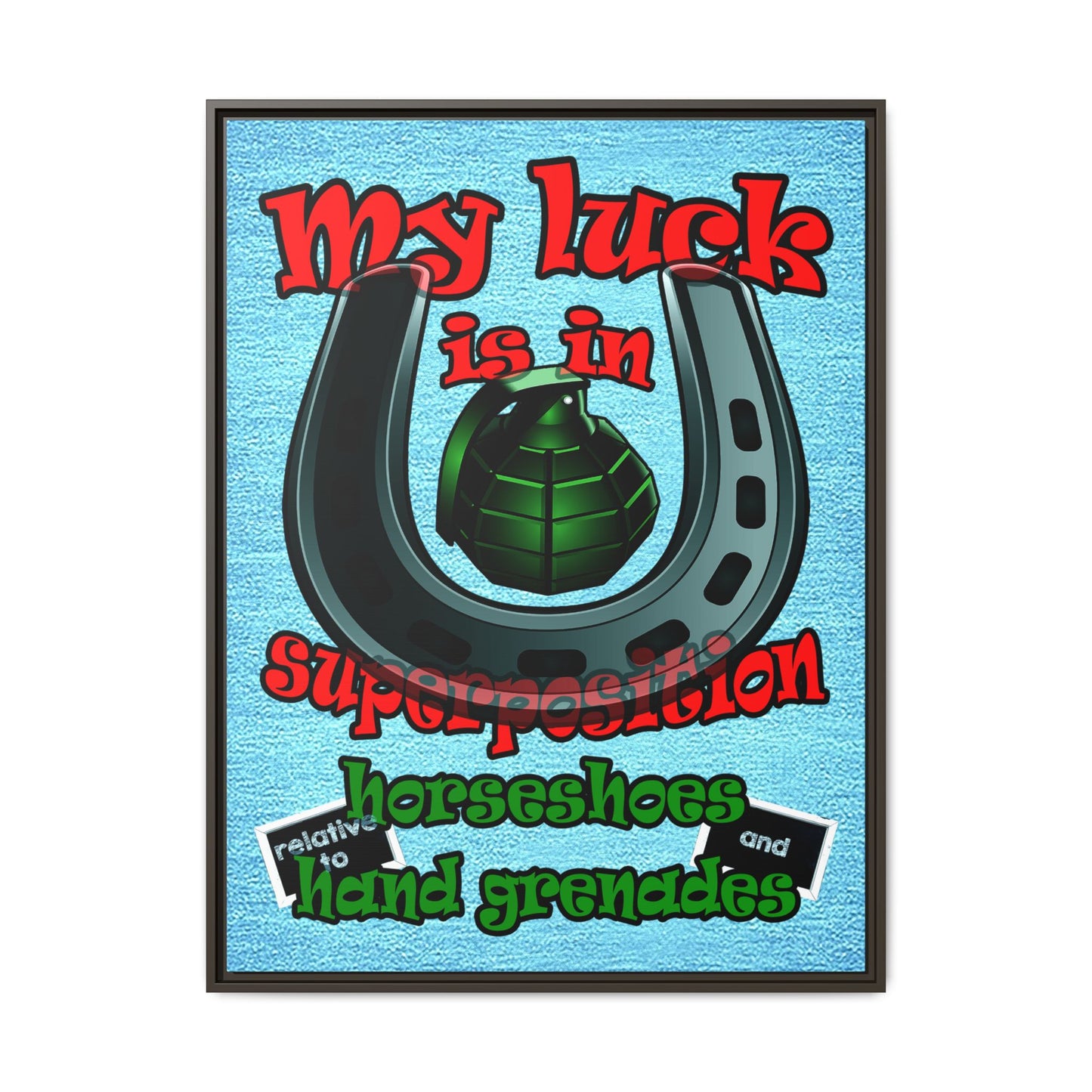 my luck - framed canvas art (faded blue)