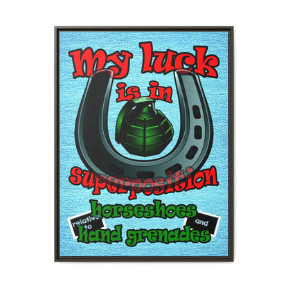 my luck - framed canvas art (faded blue)