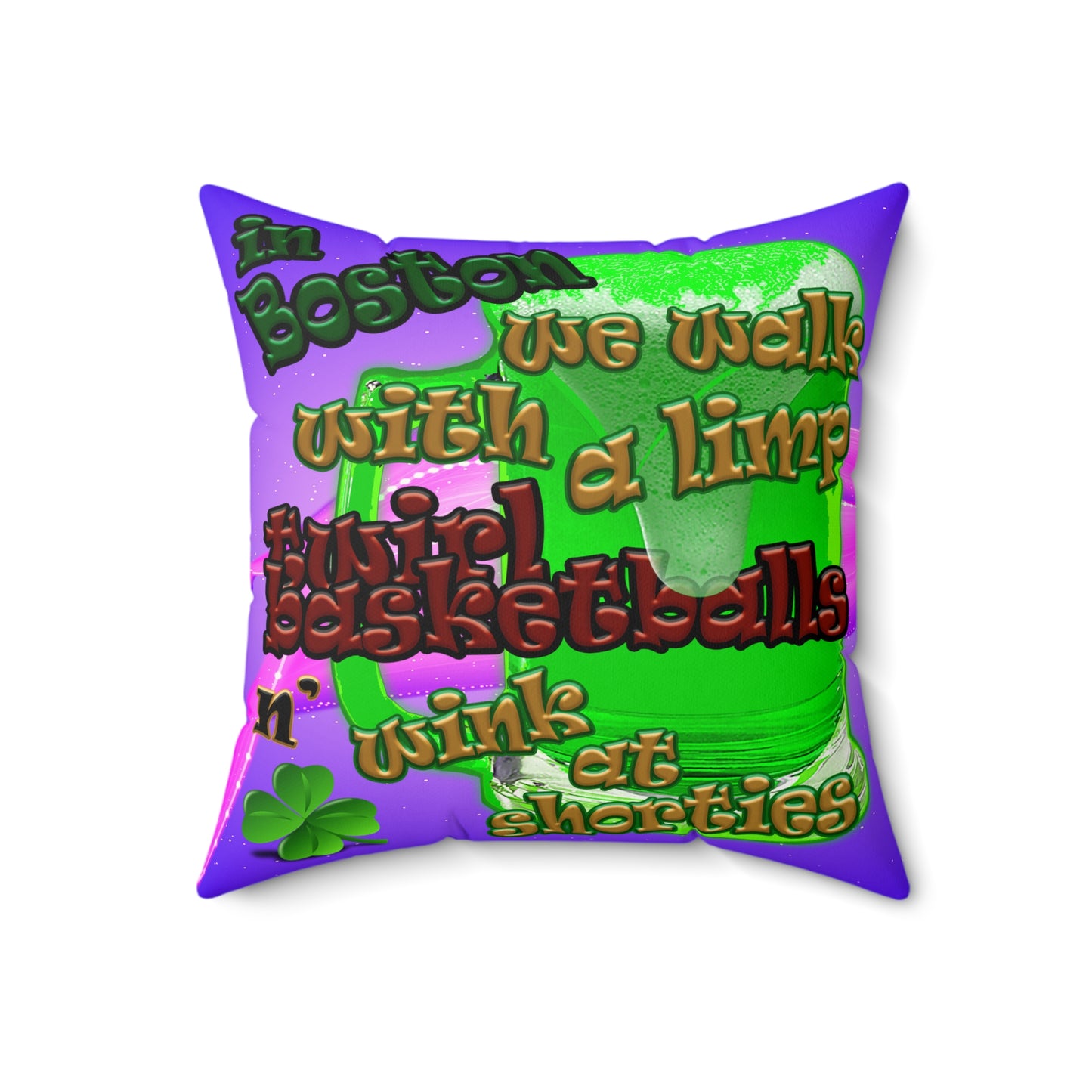 celtics logo - Faux Suede Square Pillow - (purple-pink wave)