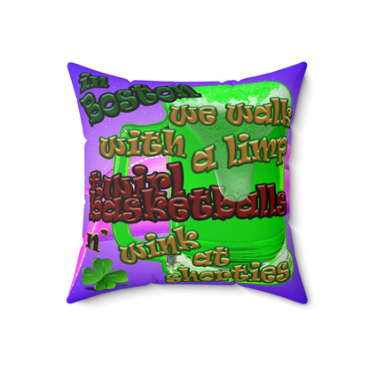 celtics logo - Faux Suede Square Pillow - (purple-pink wave)