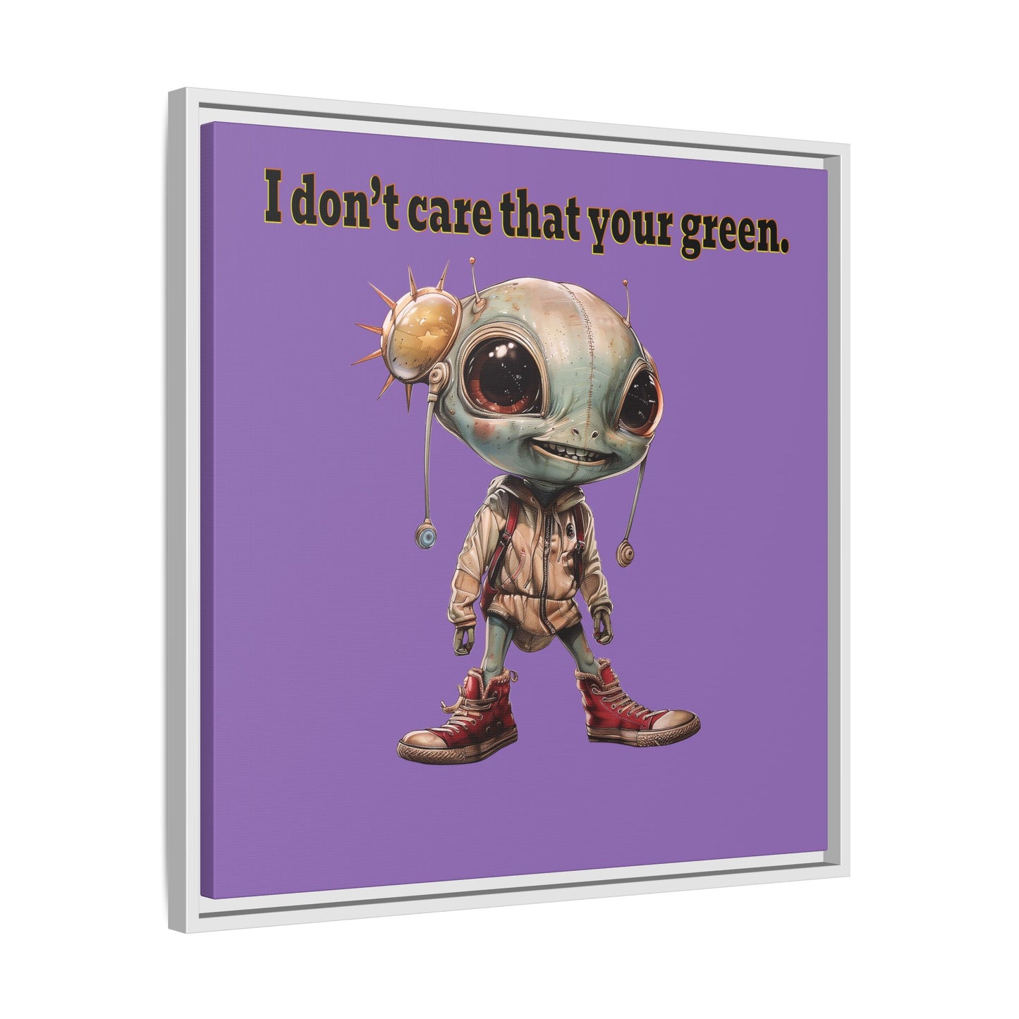 I don't care that your green - framed canvas art (light purple)
