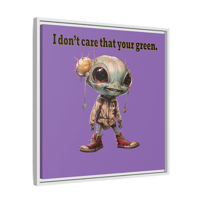 I don't care that your green - framed canvas art (light purple)