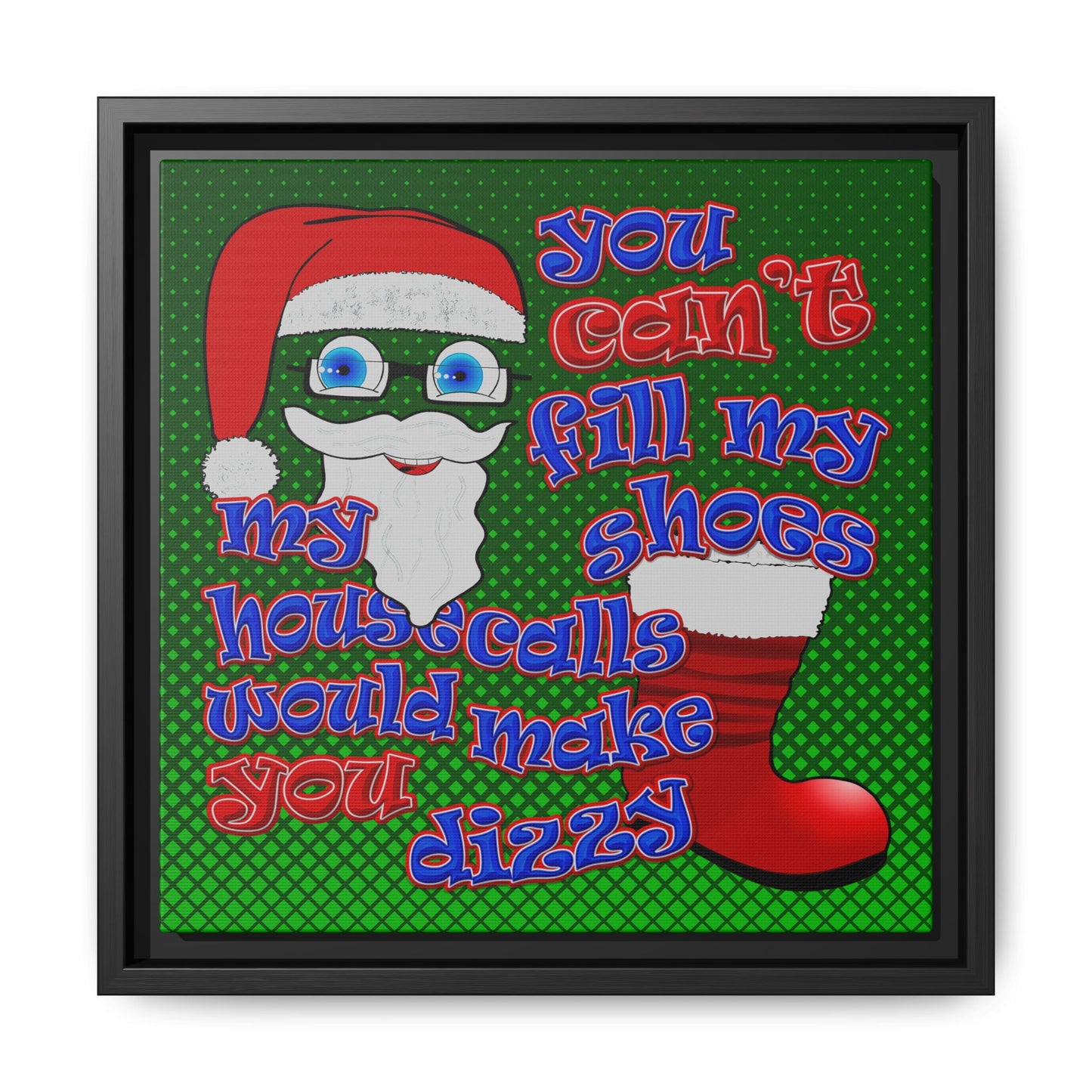 santa's shoes - framed canvas art (logo green)