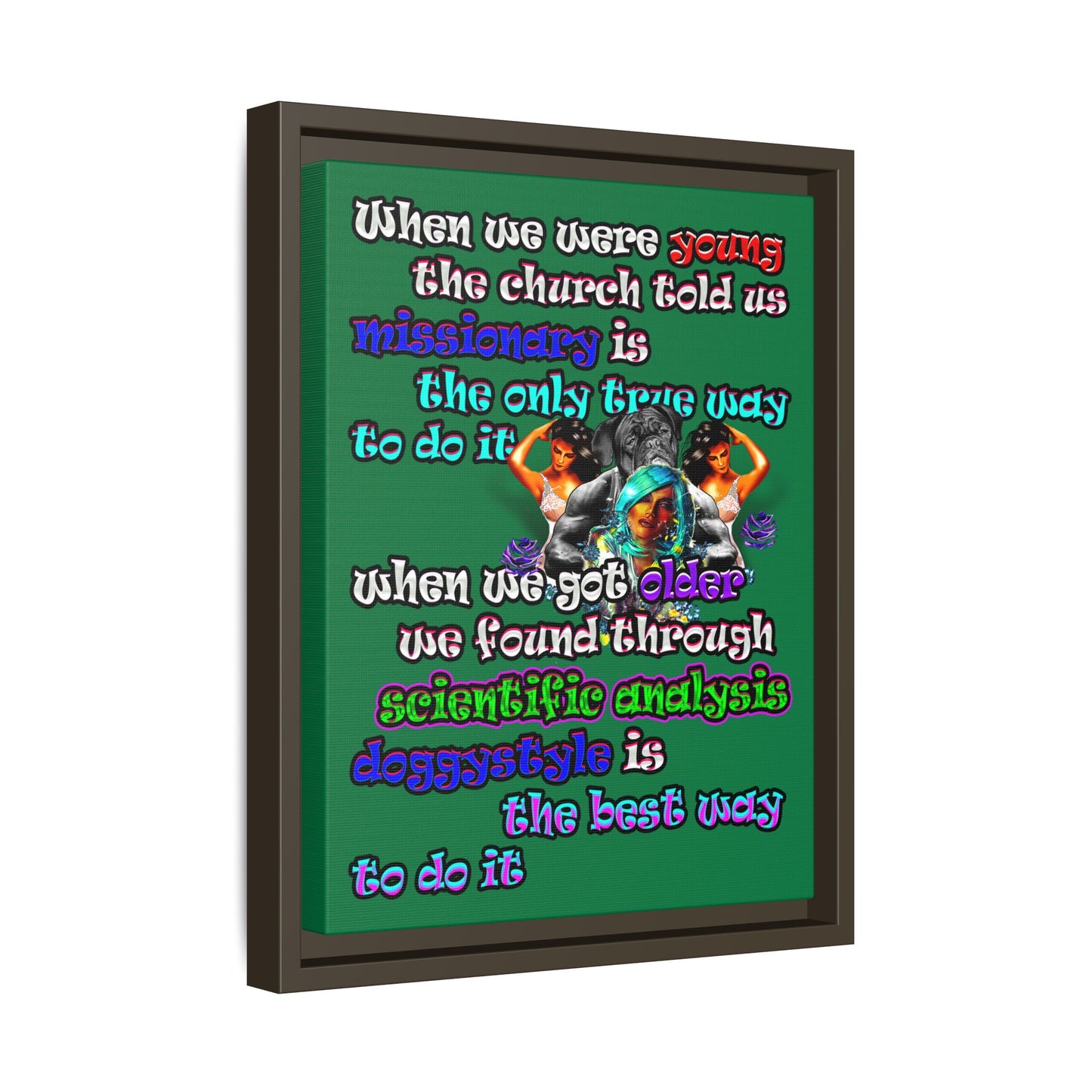 doggystyle - framed canvas art (dark green)