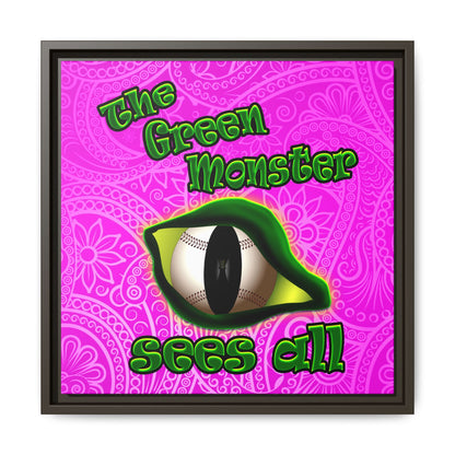green monster - framed canvas art (pink swirl)