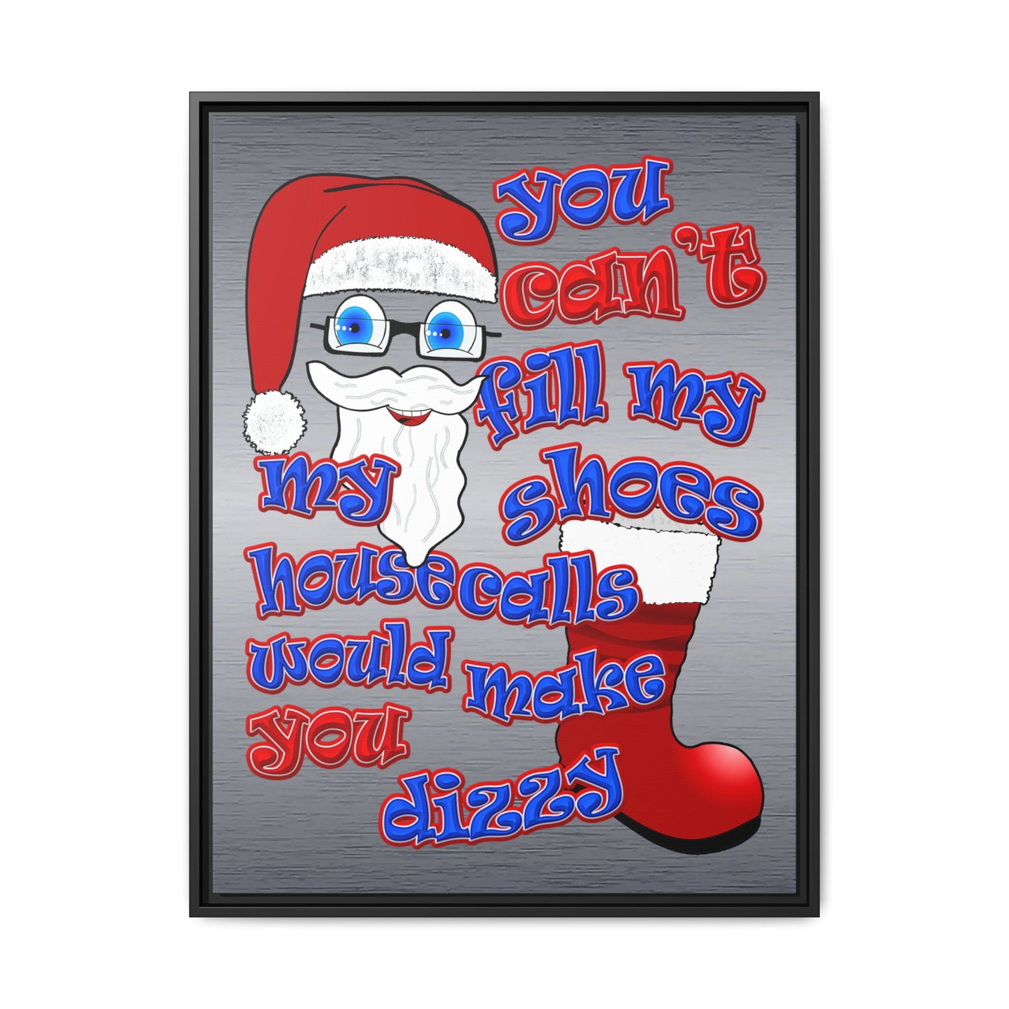 santa's shoes - framed canvas art (brushed nickel)
