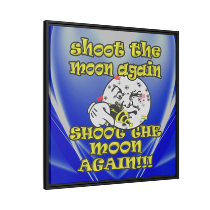 shoot the moon again - framed canvas art (blue-white wave)