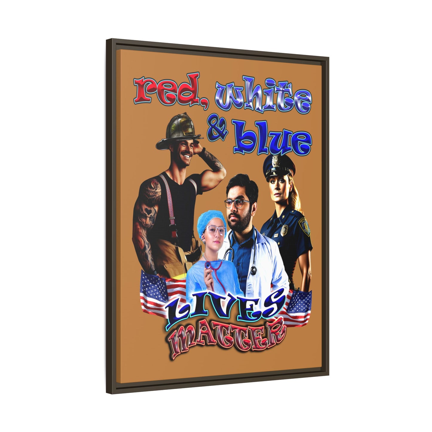 rw&b lives matter - framed canvas art (light brown)